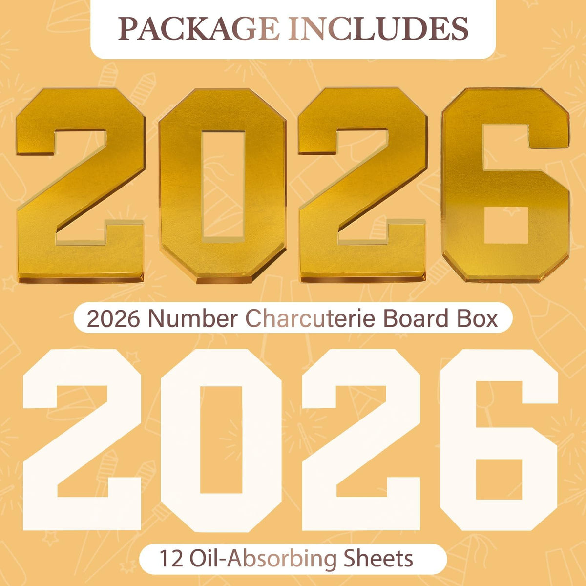 ORIENTAL CHERRY 2026 numbers close-up showing durable cardboard construction for reusable decor.