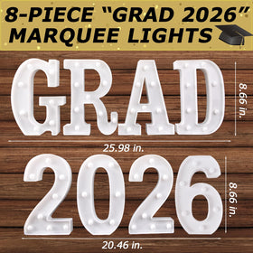 Oriental Cherry Grad 2026 LED letters on table create eye-catching centerpiece.