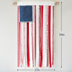 ORIENTAL CHERRY rag flag banner hanging indoors adds cozy holiday ambience.