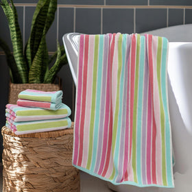 ORIGINAL KIDS bath towel 26x50 with pink stripes for quick-drying comfort