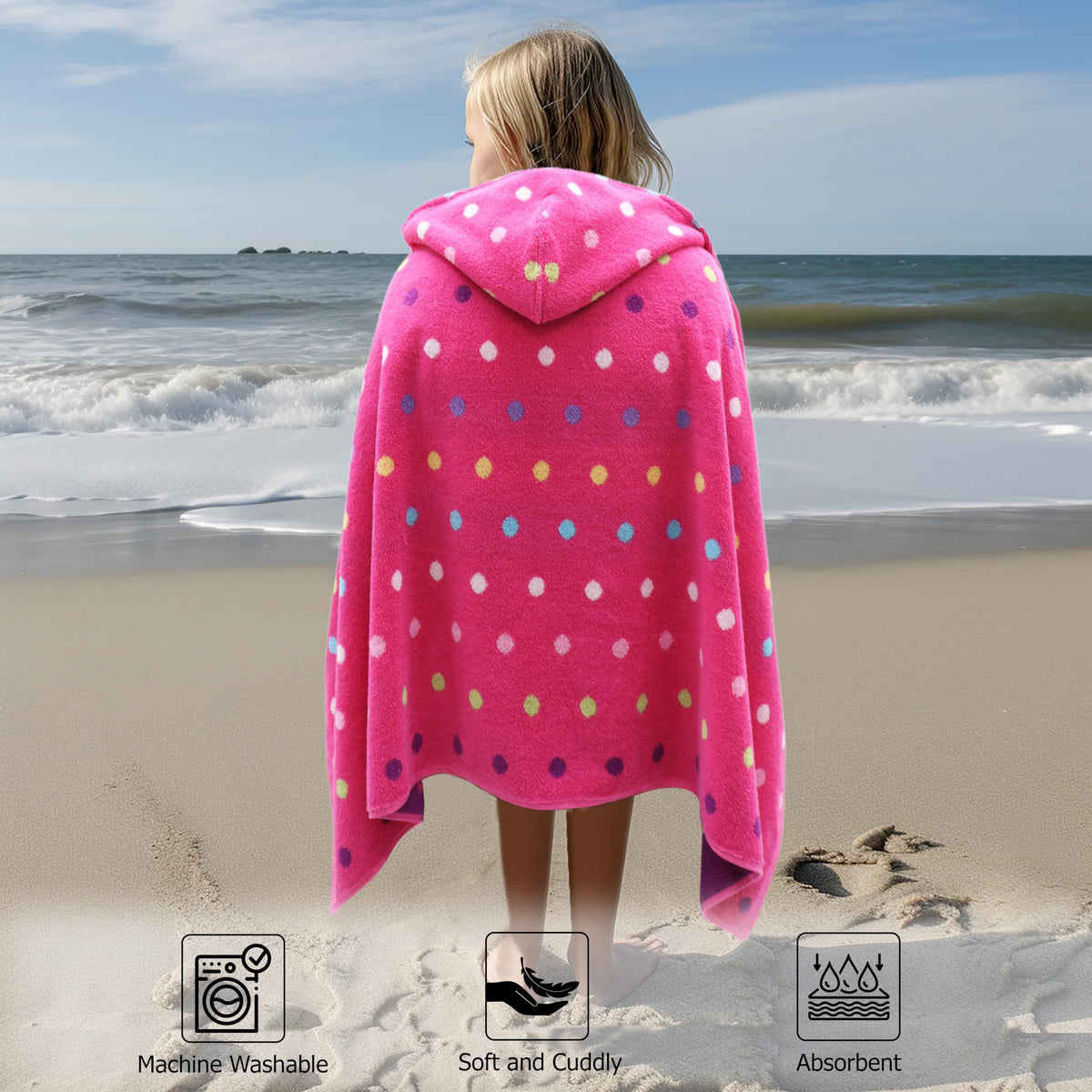 Reversible candy stripes side of Original Kids hooded towel wrap