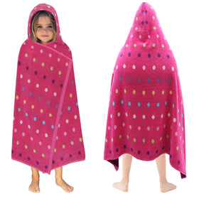 Original Kids hooded towel wrap in pink multicolor, soft cotton for cozy post-bath warmth