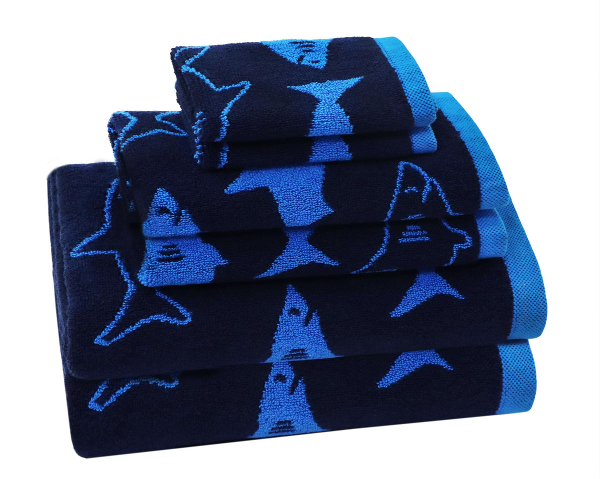 Original Kids Shark bath towel navy, ultra soft and absorbent for bath time