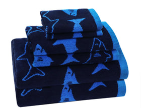 Original Kids Shark bath towel navy, ultra soft and absorbent for bath time