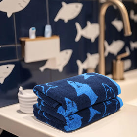 Original Kids Shark hand towel folded, compact for travel or trips