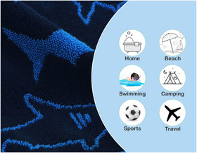 Original Kids Shark hand towel navy, quick dry surface for kids routines