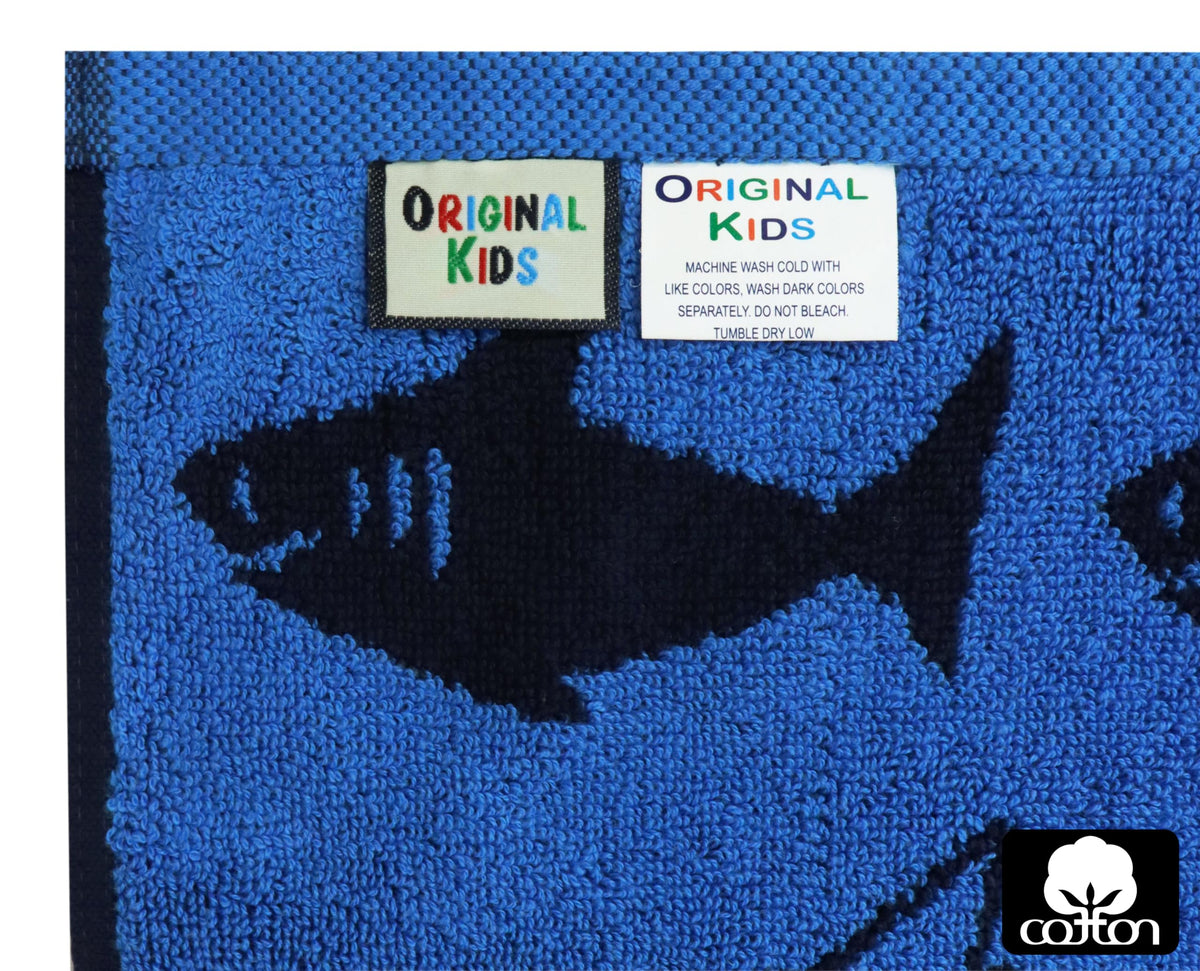 Original Kids Shark reversible design, friendly shark motif adds playful bath time