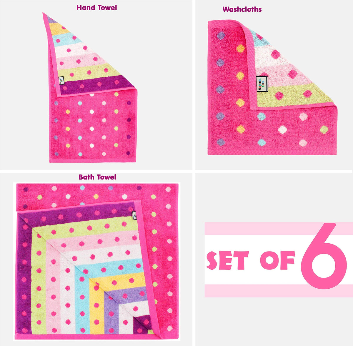 ORIGINAL KIDS Sugar & Spice two hand towels ready for quick-dry routines.