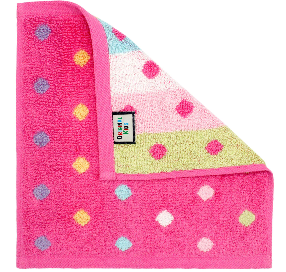Vibrant yarn-dyed colors resist fading on Original Kids wash cloths.