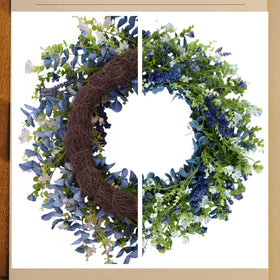 Orilium 24-inch wreath creates a welcoming focal point on doors or mantels.