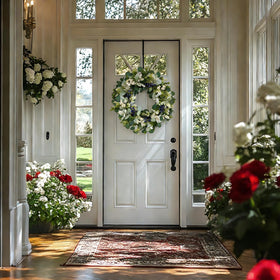 Orilium front-door display creates a welcoming entrance