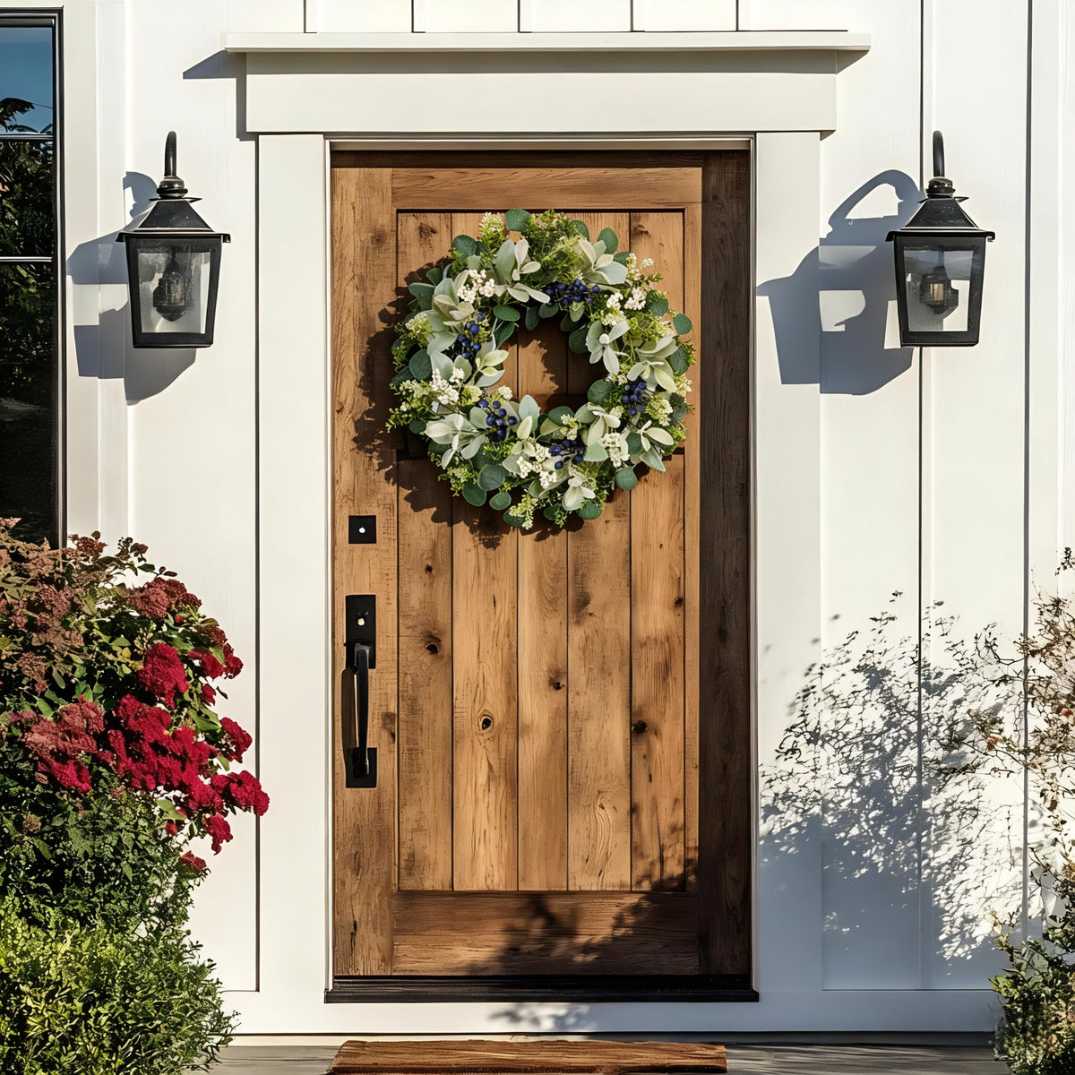 Orilium green wreath featuring eucalyptus leaves enhances natural room decor