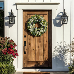 Orilium green wreath featuring eucalyptus leaves enhances natural room decor