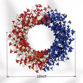 Orilium patriotic wreath suitable for indoor or covered outdoor spaces.