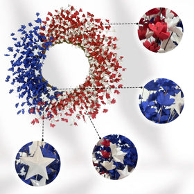 Orilium red white blue flowers wreath highlighting flag-inspired design for porch decor