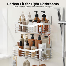 Compact two-pack bathroom organizer for kitchen and toilet spaces