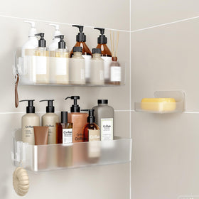 Orimade shower caddy 3-pack on wall with two large caddies for tidy shower storage