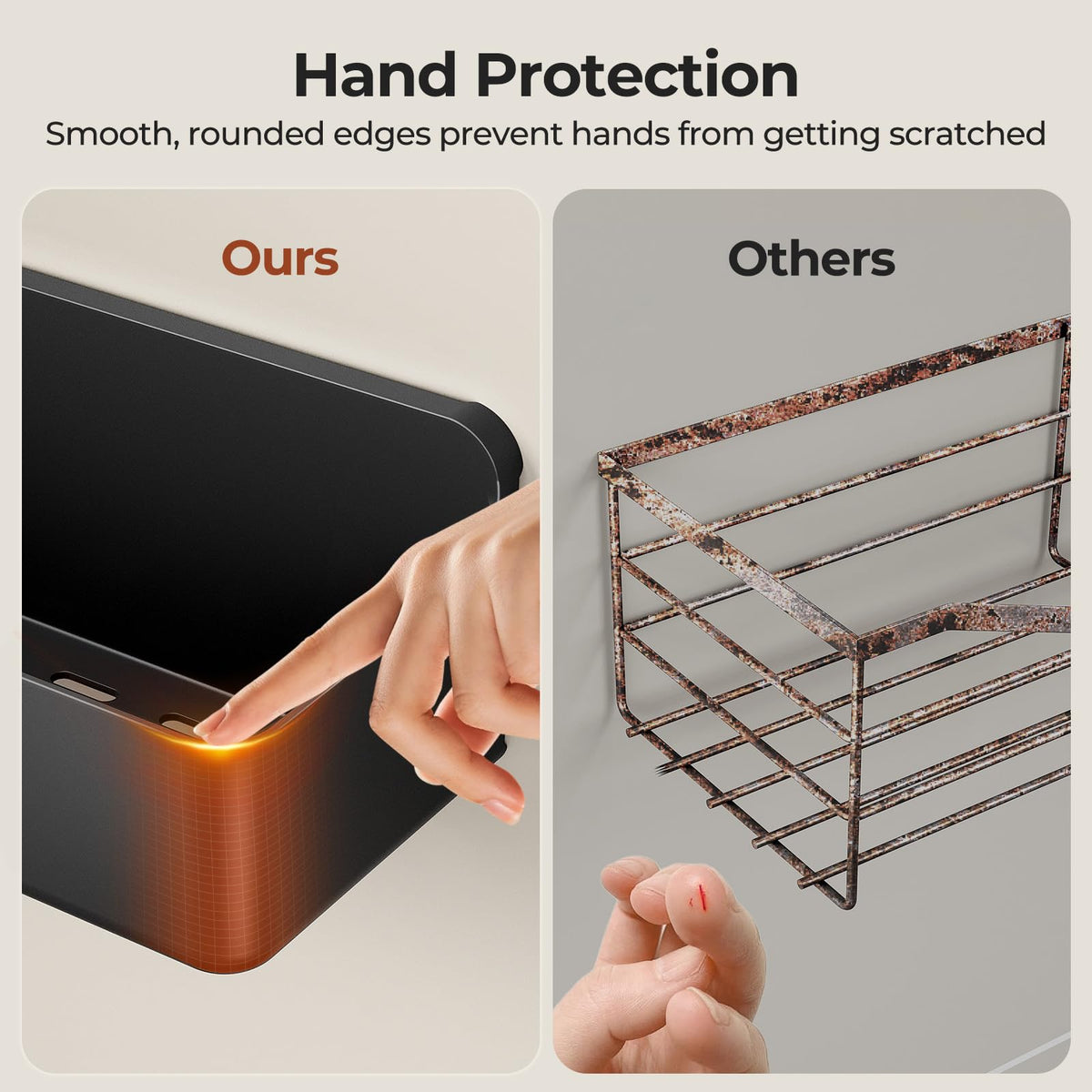 Orimade no-drill installation on smooth surfaces in seconds.