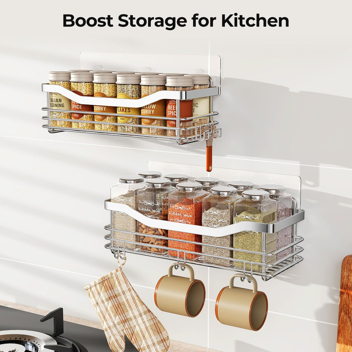 Rust-resistant stainless steel Orimade caddy in a bright bathroom