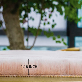 ORINOVA pink fuzzy rug 2x4ft highlights versatile decor use