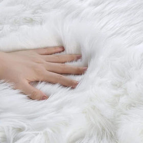 ORINOVA white faux sheepskin rug fade-resistant color in bright white