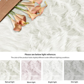 ORINOVA white faux sheepskin rug full coverage for lounge spaces