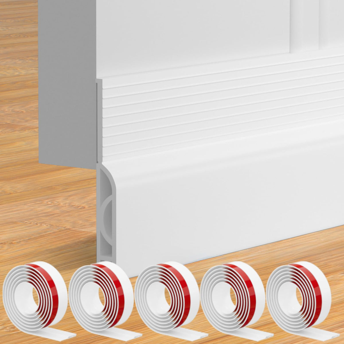 Ormein 5Pack Door Draft Stopper pack shown for multiple doors, reducing drafts.