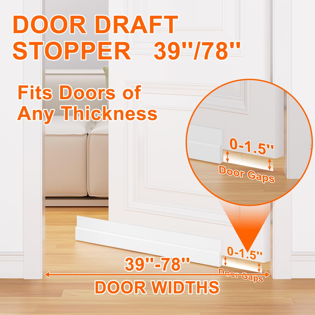 Ormein 39-inch draft stopper length provides full-gap coverage.
