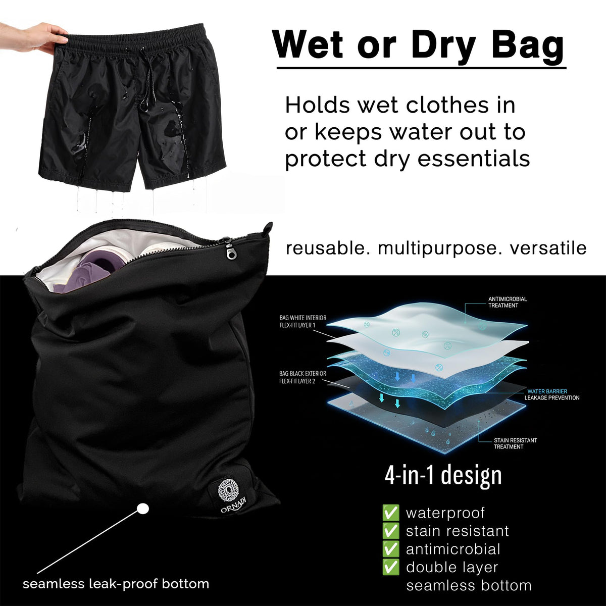 Ornadi anti-corrosion zipper endures sweat and salt for durable use.