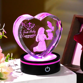 Ornalrist crystal heart LED base with color-changing light for calming ambiance.