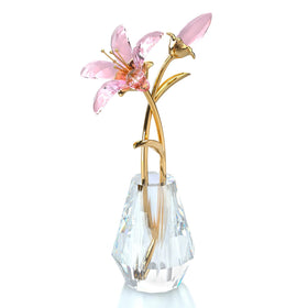 Ornalrist crystal tiger lily close-up showing facets and sparkle for luxury decor