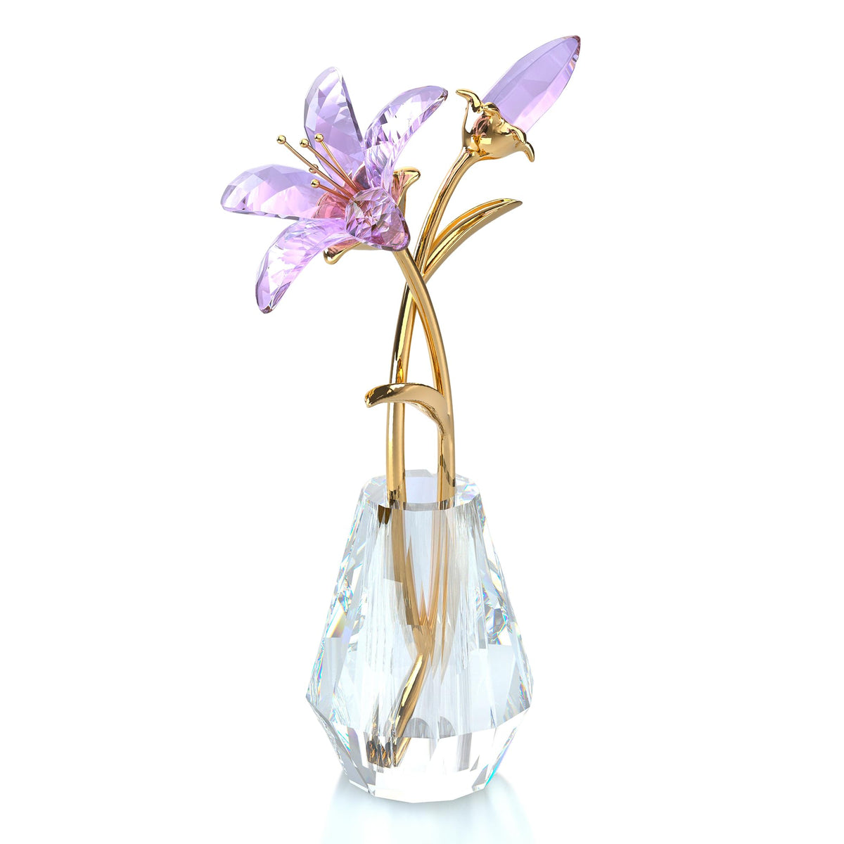 Ornalrist crystal tiger lily flower petal detail adds sparkle to home decor