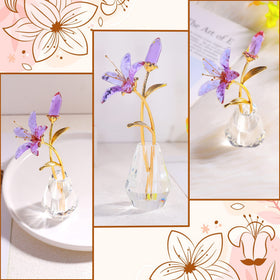 Ornalrist crystal tiger lily purple glass flower radiating elegance