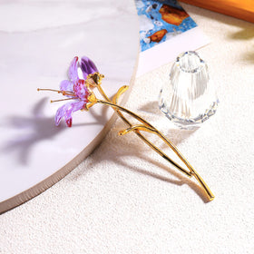 Ornalrist crystal tiger lily vase and stem showing craftsmanship