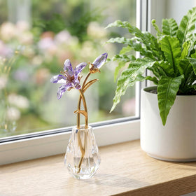 Ornalrist crystal tiger lily with crystal clear vase for display