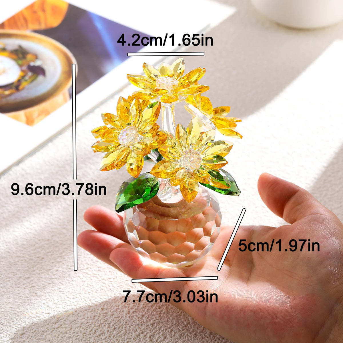Ornalrist Daisy gift-card and wiping cloth accompany the Crystal Daisy set