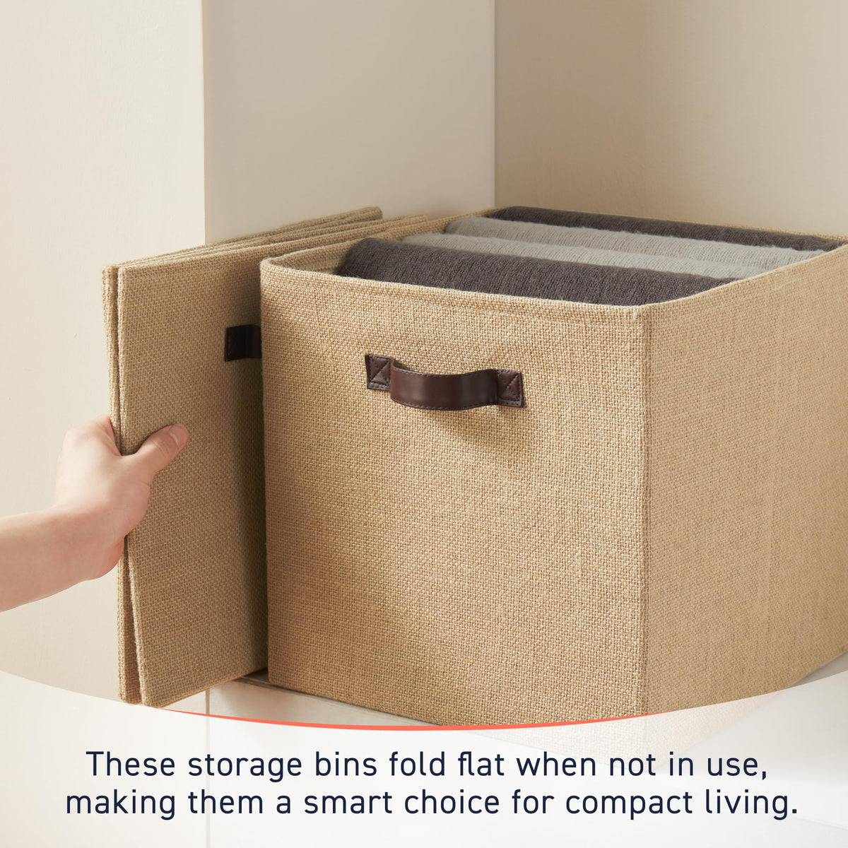 Ornavo Home closet organization with six bins in a neutral space.