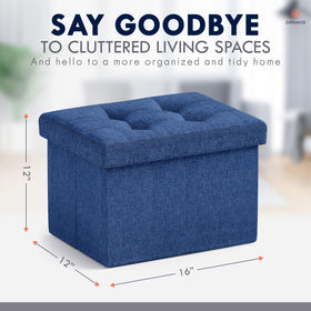 Ornavo Home navy blue ottoman beside sofa adds versatile seating.