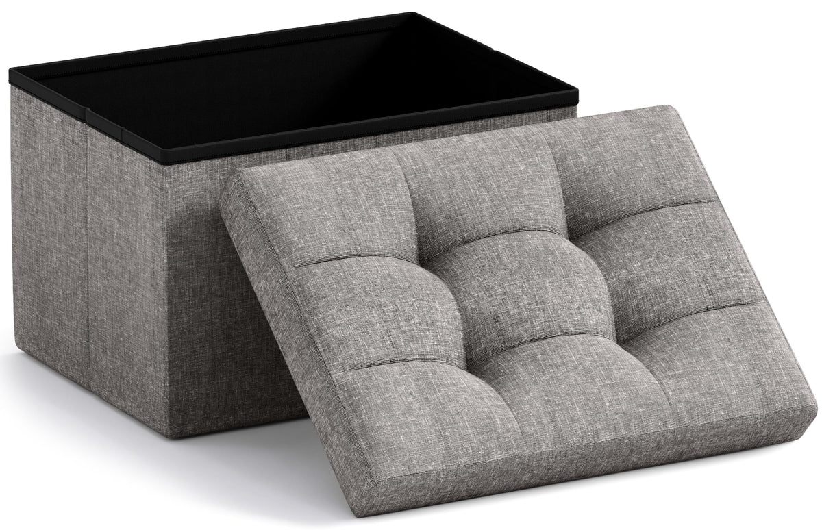 Ornavo Home foldable storage ottoman folded for compact storage.