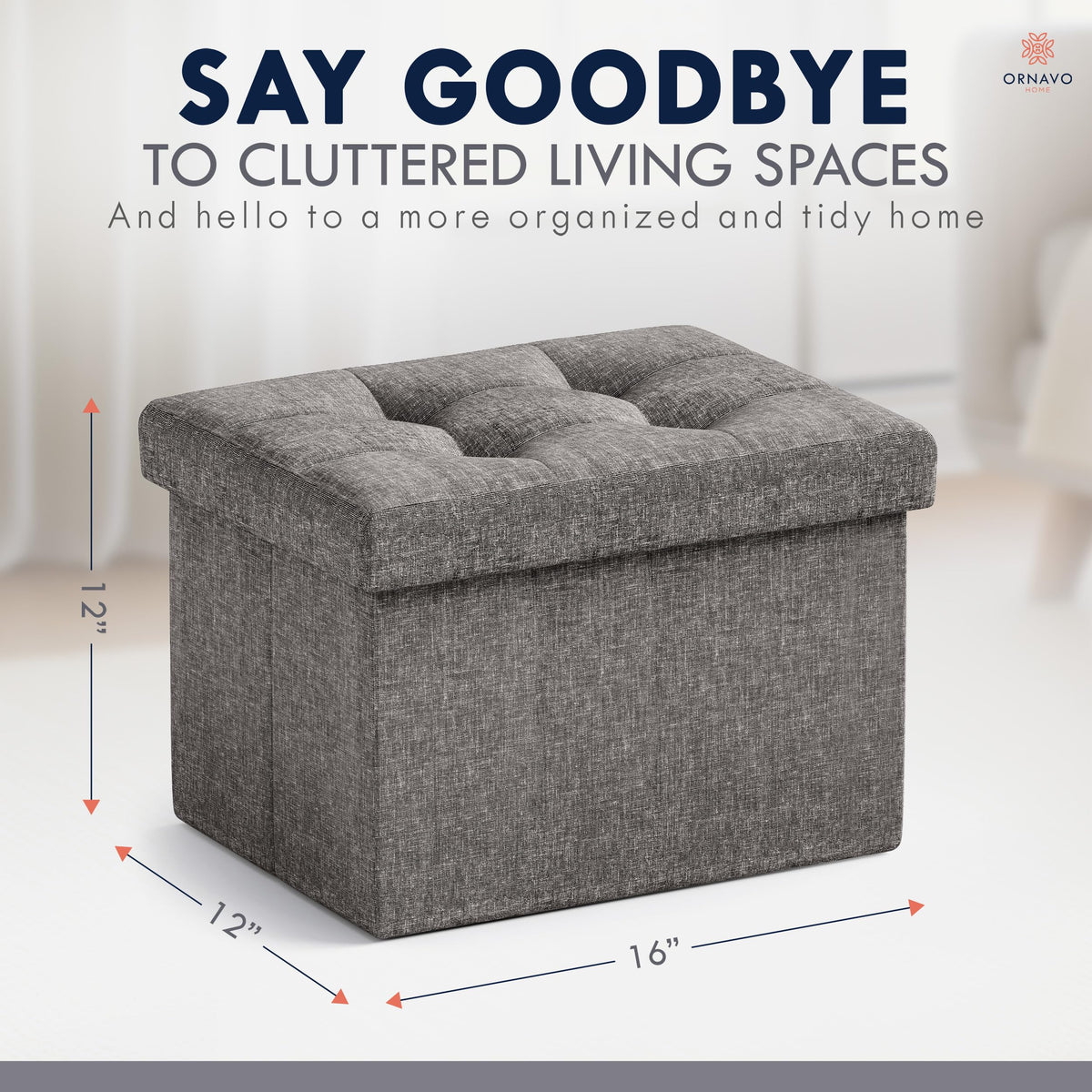 Ornavo Home storage ottoman interior shown with hidden space.