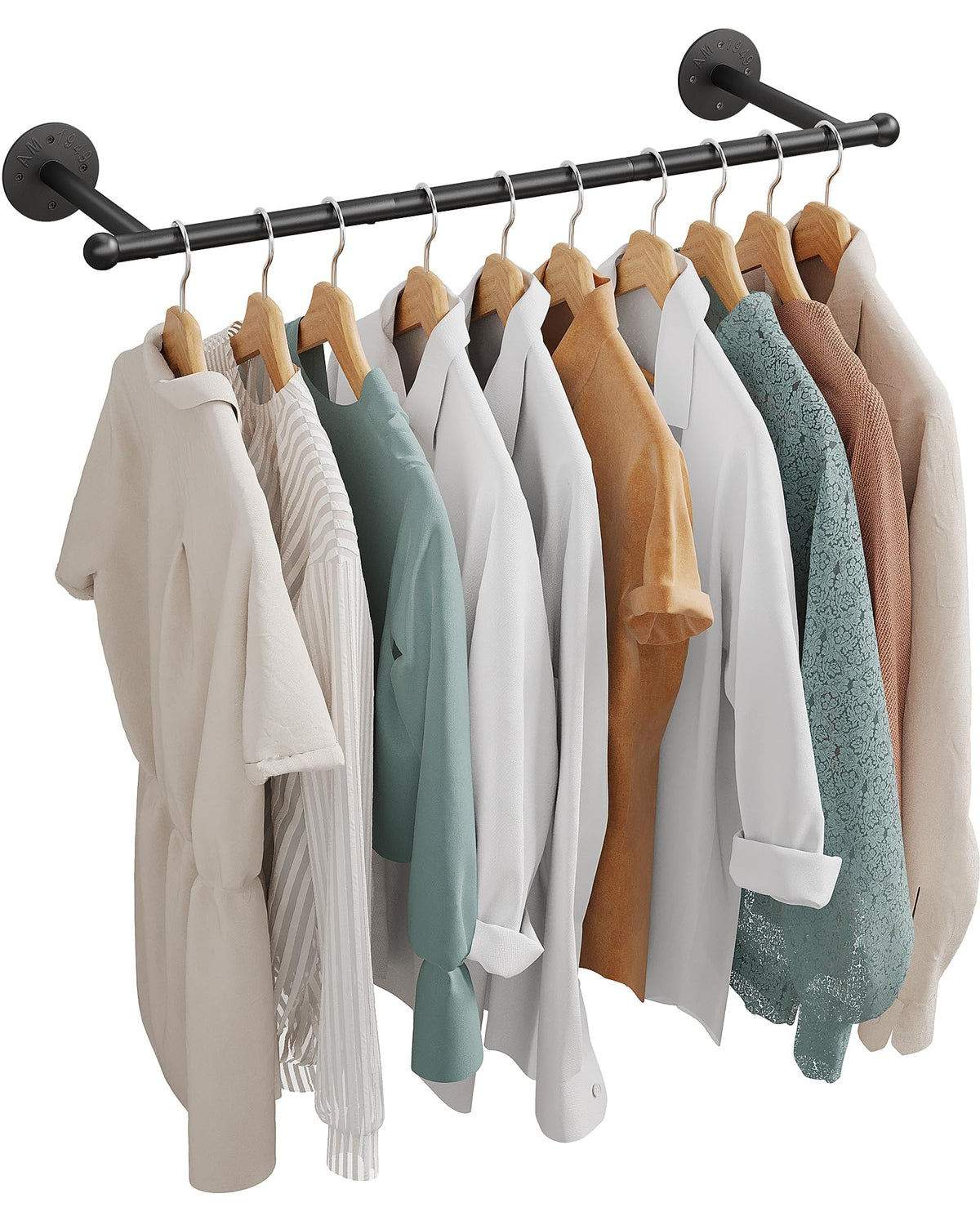 OROPY 33inch hanging rod keeps shirts neatly organized in bedrooms or laundry rooms.