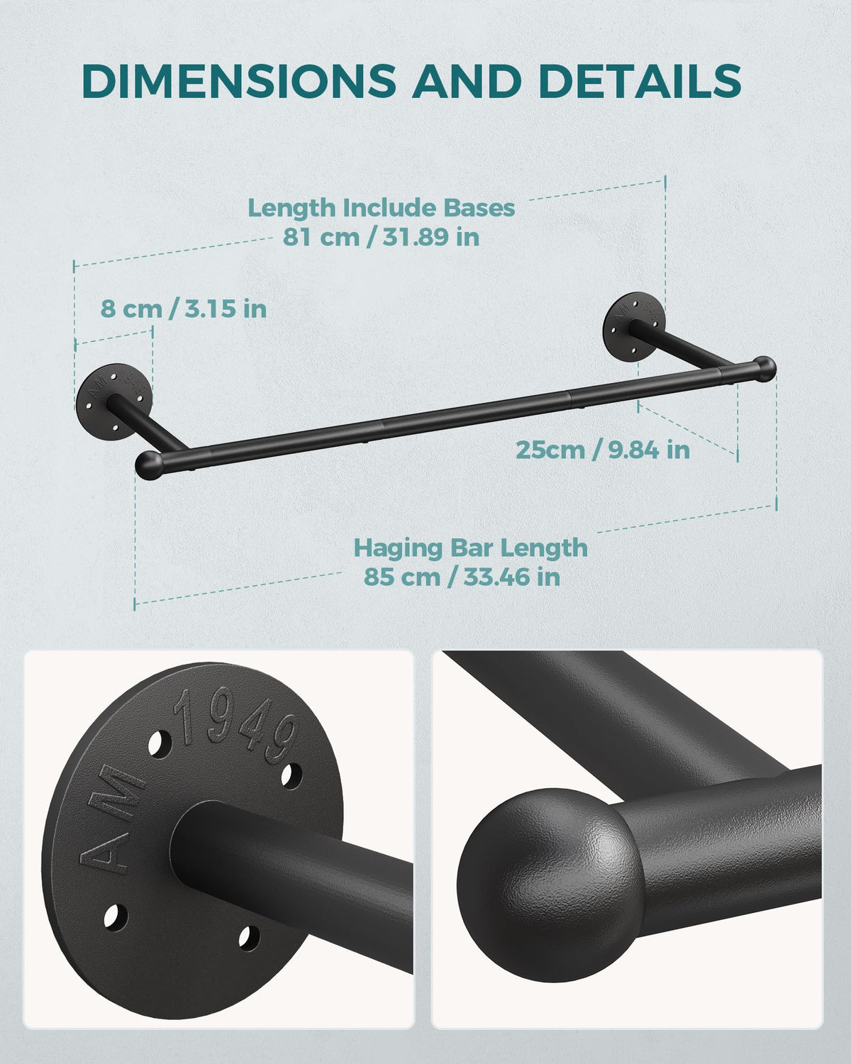 OROPY black iron pipe rack offers rugged industrial style for any room.