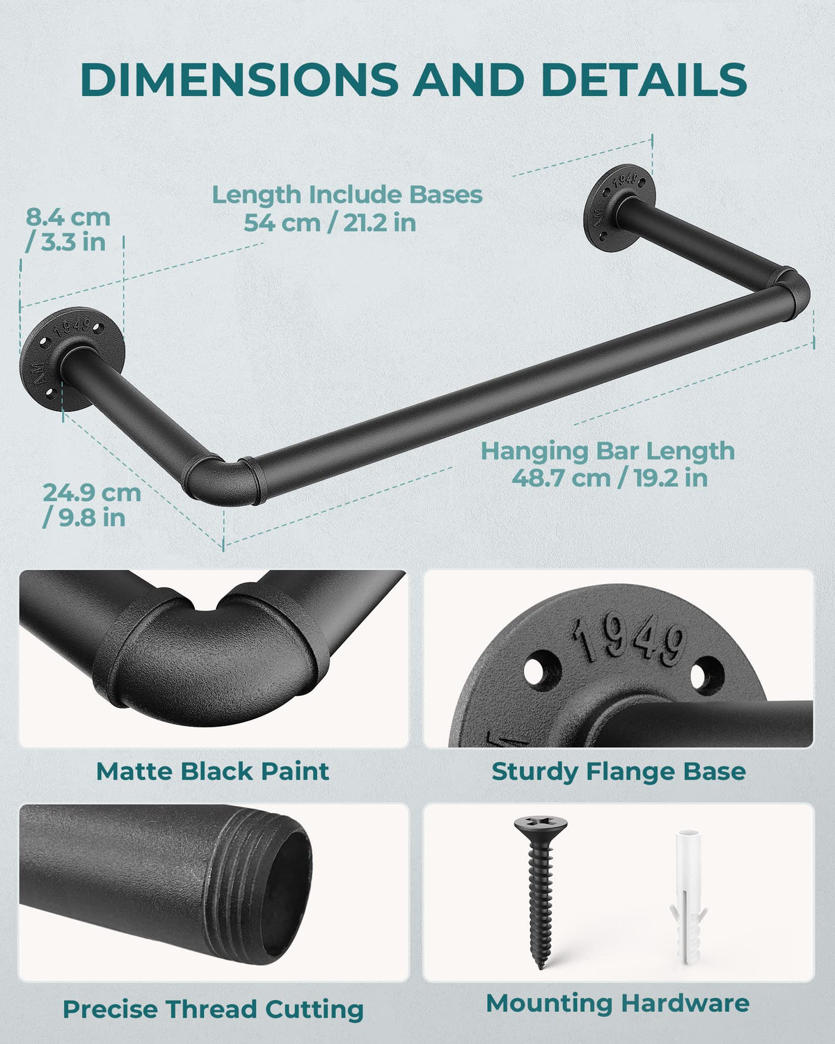 OROPY black iron pipe rack in laundry room illustrating versatile drying and hanging options