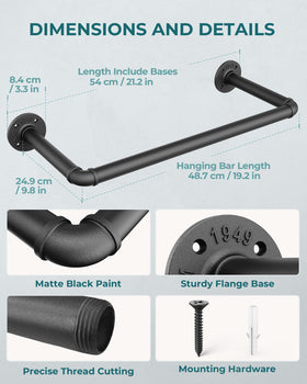 OROPY black iron pipe rack in laundry room illustrating versatile drying and hanging options