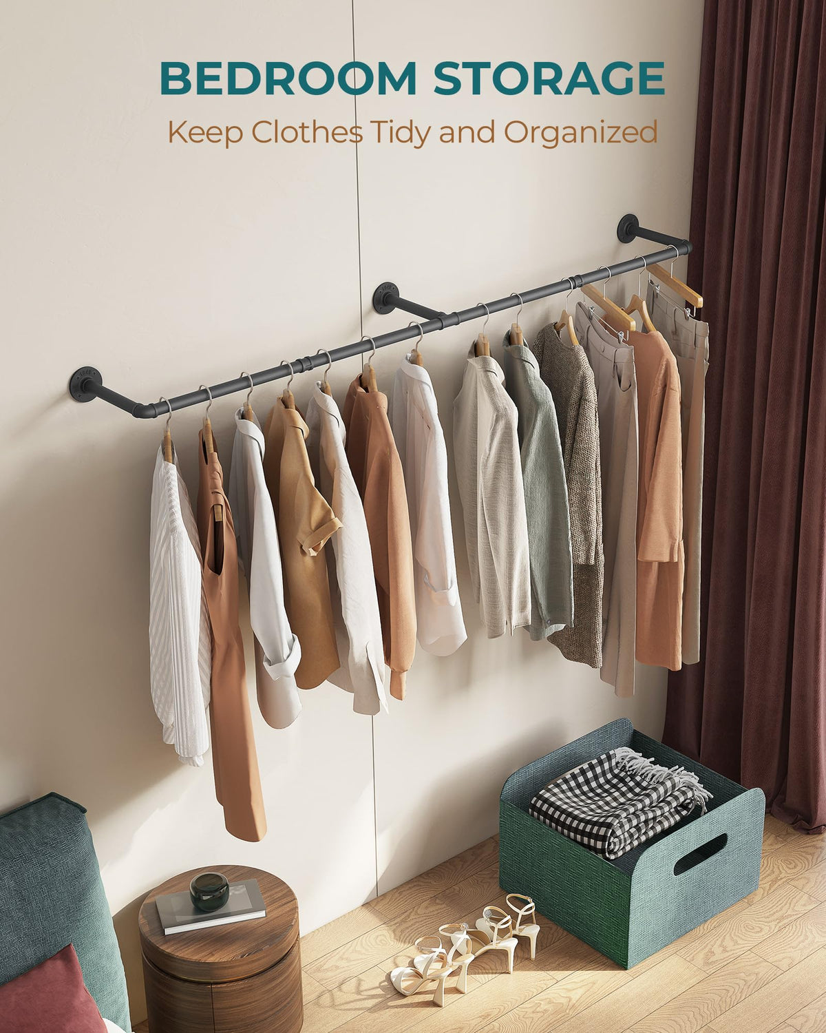 OROPY boutique display idea using rack for dresses and accessories.