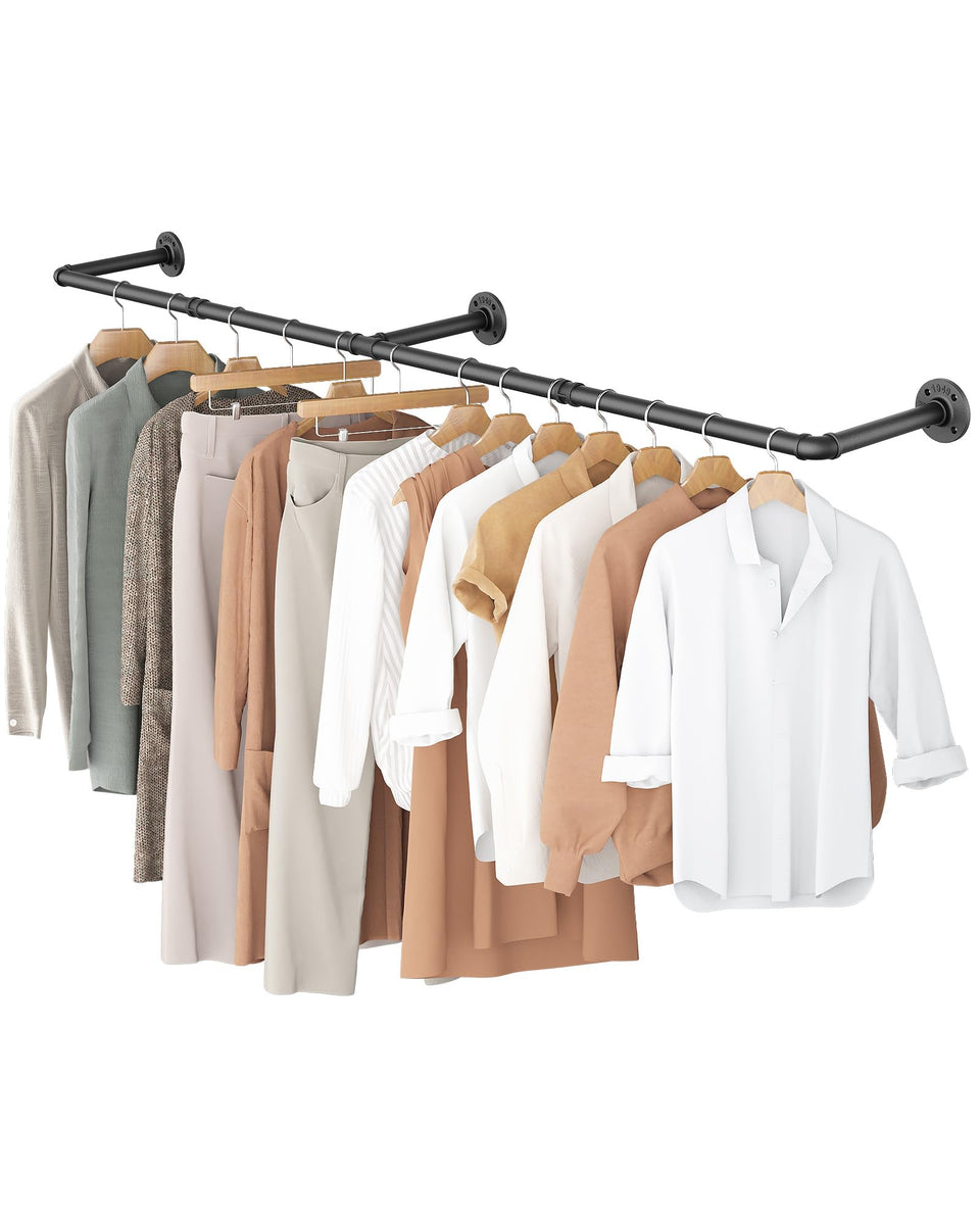 OROPY wall-mounted clothes rack front view showing sturdy construction and space saving.