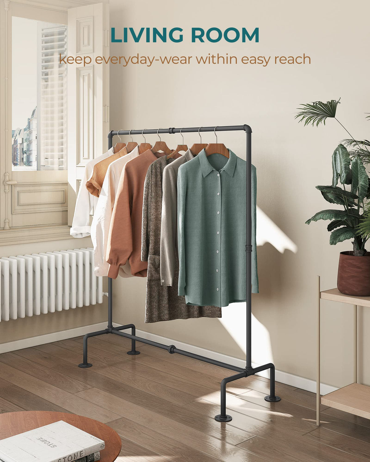OROPY free-standing wardrobe rack assembly for flexible room placement
