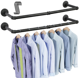 OROPY industrial pipe clothes rack wall-mounted set 2 for organized laundry spaces.