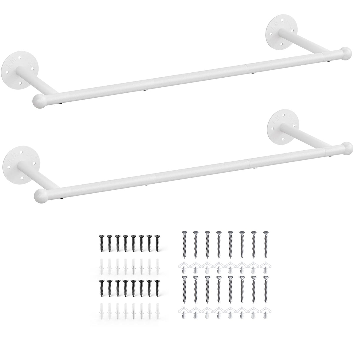 OROPY industrial pipe clothes rack on wall for spacious wardrobe storage.