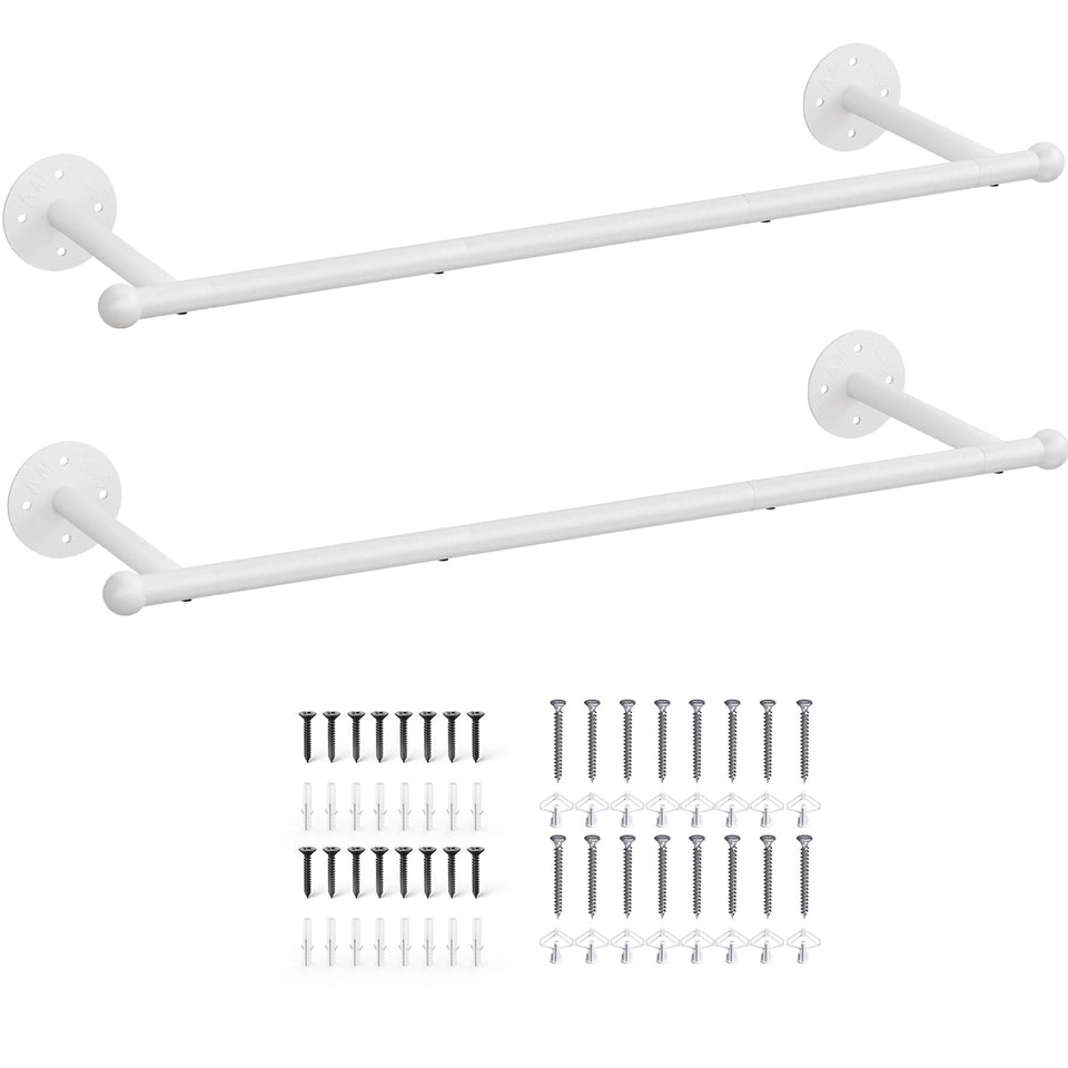 OROPY industrial pipe clothes rack on wall for spacious wardrobe storage.